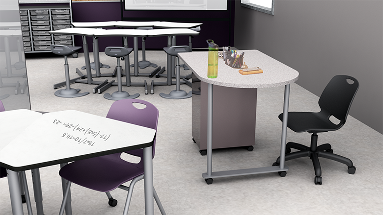 Middle/High School Collaborative Classroom with Desks - Alt View 1